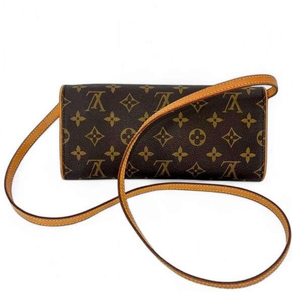Authentic LOUIS VUITTON Pochette Twin Dark Brown Logo Monogram Shoulder … - Picture 5 of 12